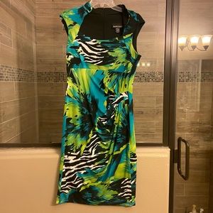 Frank Lyman Black Multi Color Dress Size 10